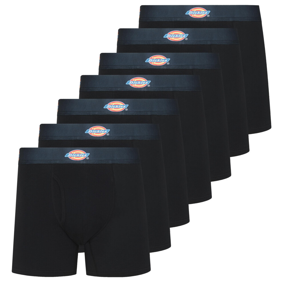 Dickies Mens Underwear 7 Pack Mens Boxer Briefs for Men Cotton Stretch Black