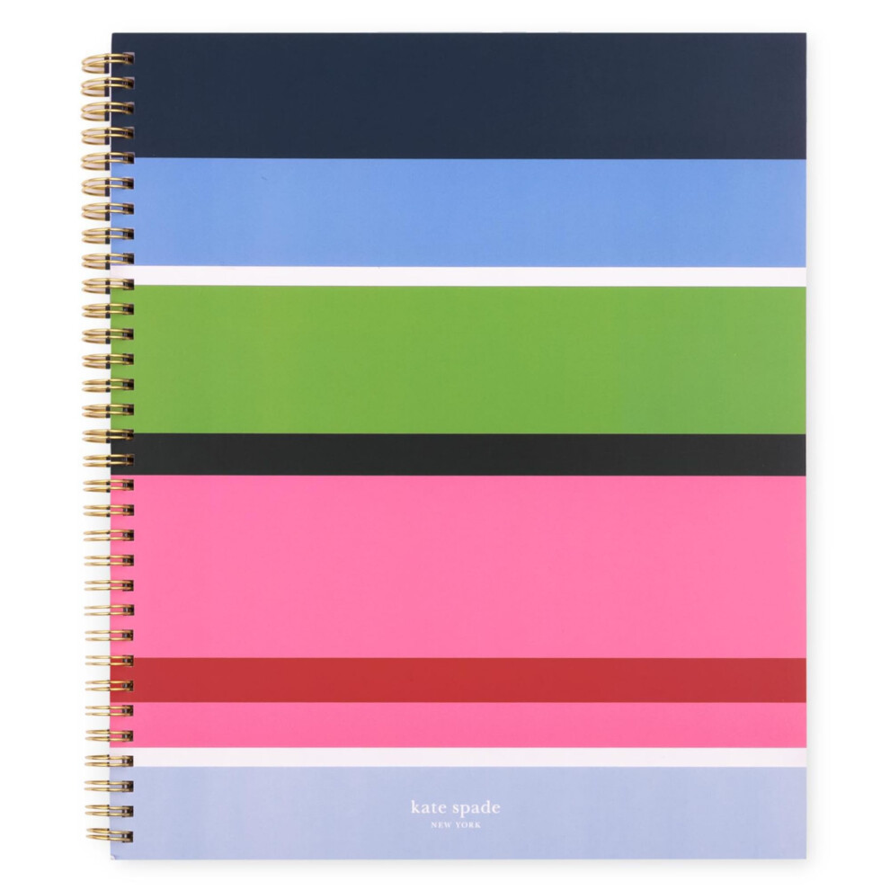 kate spade new york Large College Ruled Notebook  11"""" x 9.5"""" Spiral Notebook with 160 Pages  Sunny Day Stripe