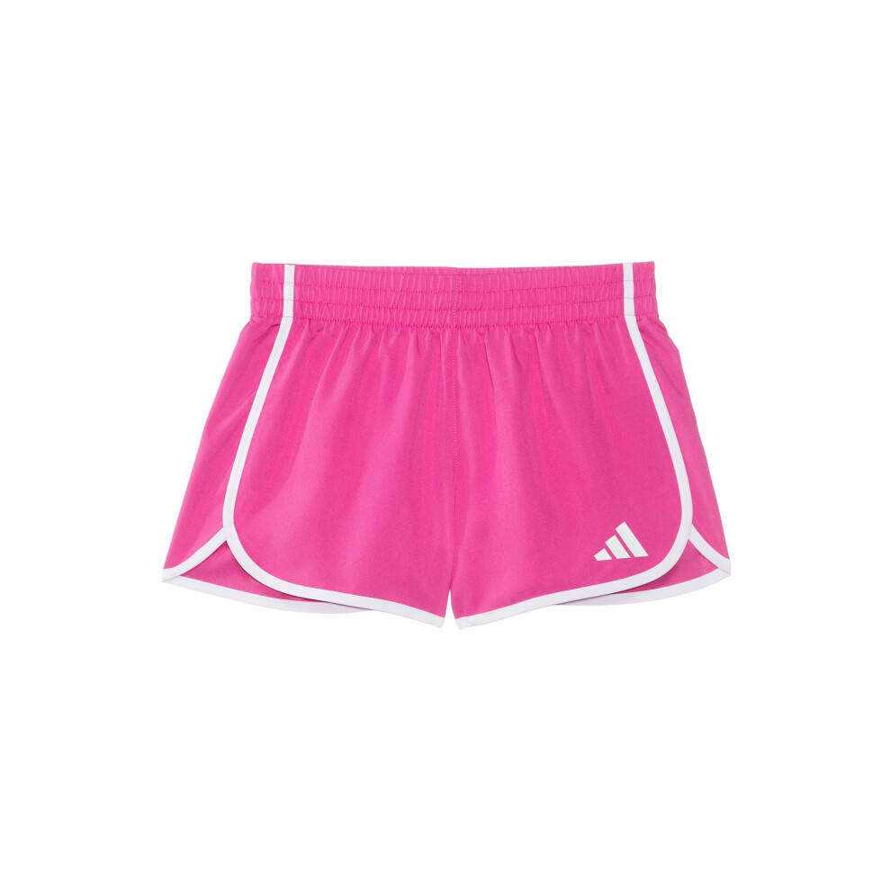 adidas Girls' Elastic Waistband Retro Woven Gym Shorts  Lucid Fuchsia Pink