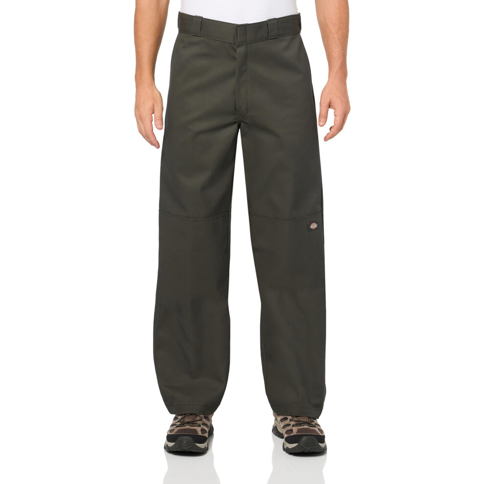 Dickies Men's Loose Fit Double Knee Work Pants  Olive Green
