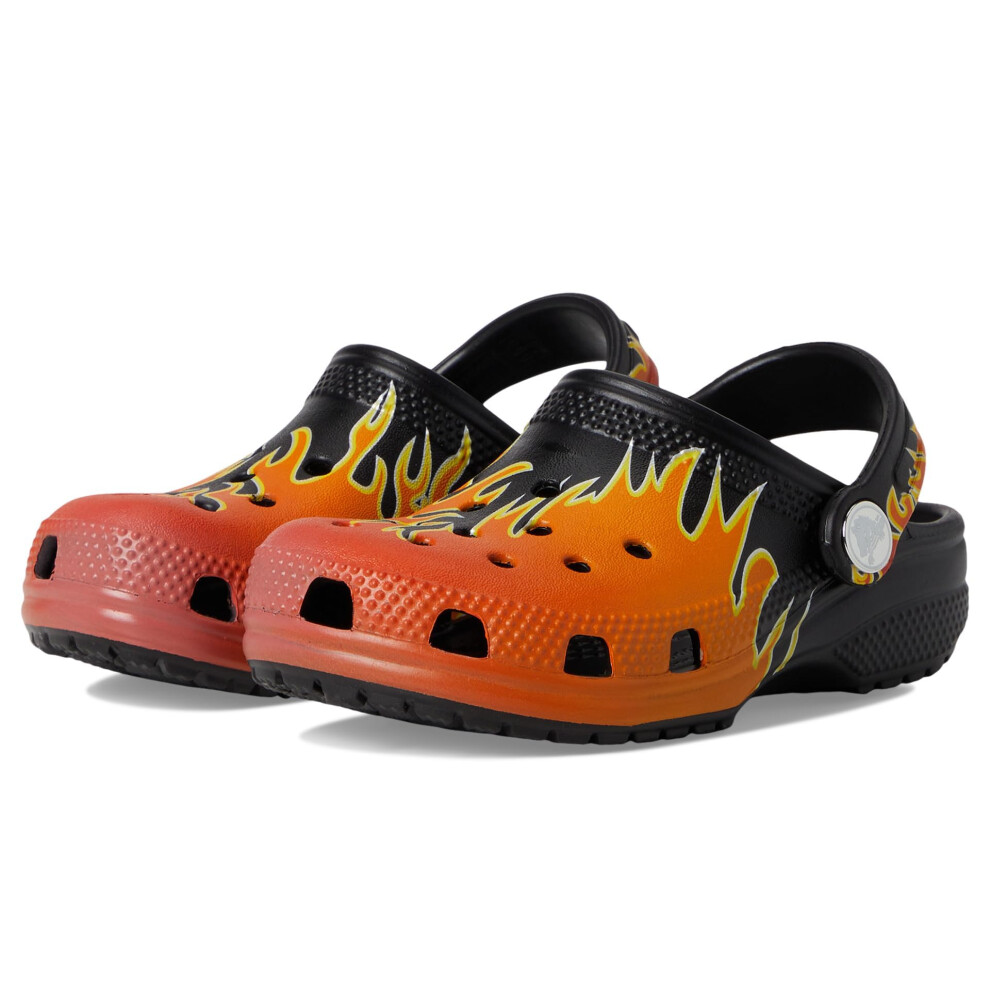 Crocs Kids Classic Clogs with Patterns and Graphics (Toddler)  Black/Multi Flames  5 US Unisex