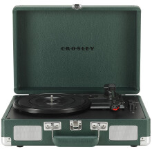 Crosley CR8005F-EM Cruiser Plus Vintage 3-Gang-Bluetooth-In/Out-Plattenspieler im Koffer, dunkles Smaragdgr  n