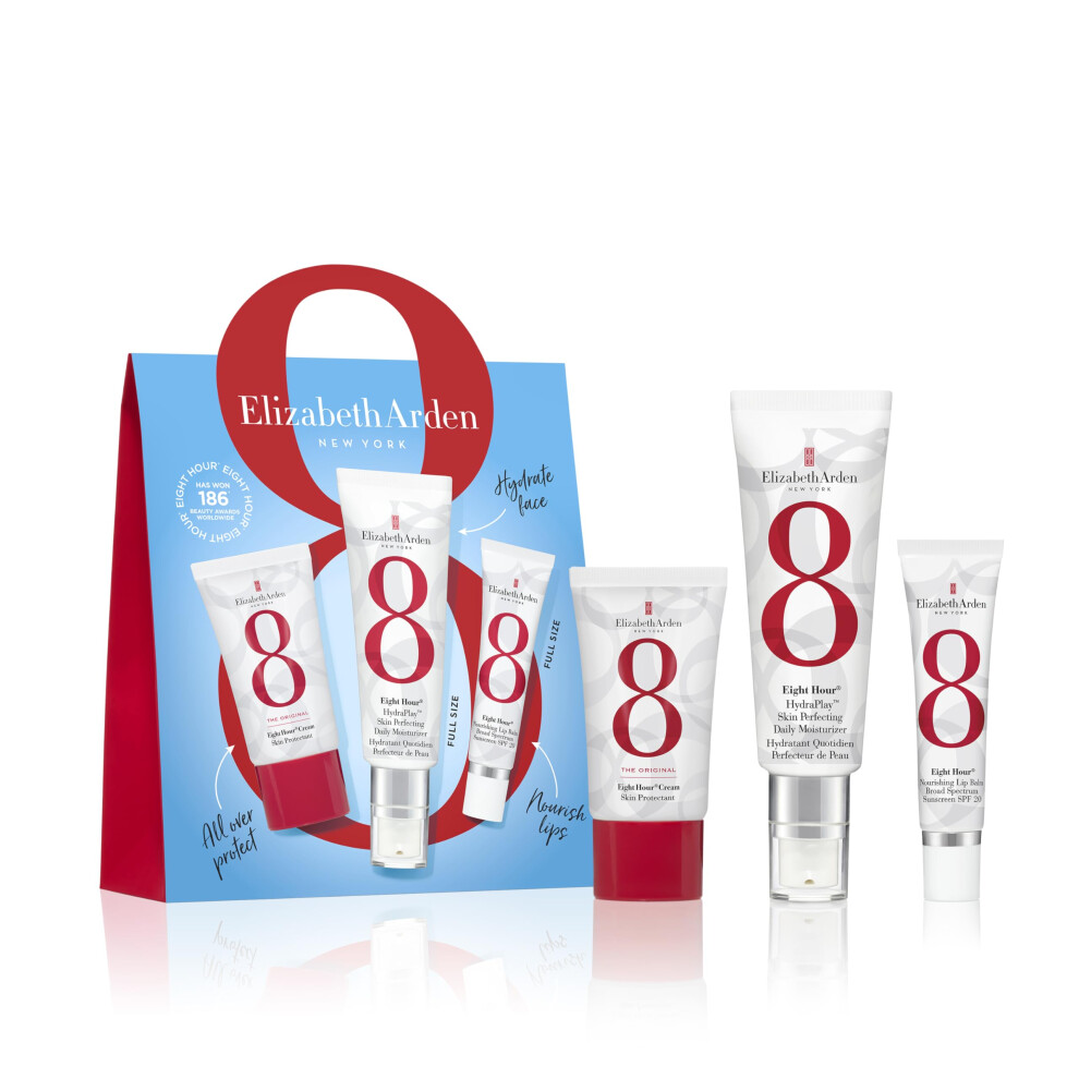 Elizabeth Arden Eight Hour Starter Kit 3 Piece Hydrating Skincare Gift Set  Travel Size  2.5 oz.