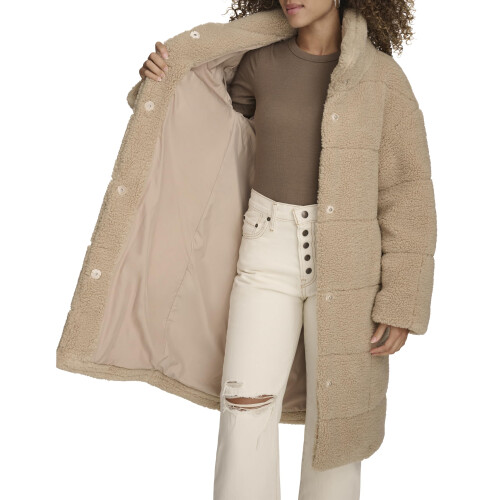 Levi's Levi's Giacca Teddy Patchwork Lunga da Donna, Sabbia, Media 1