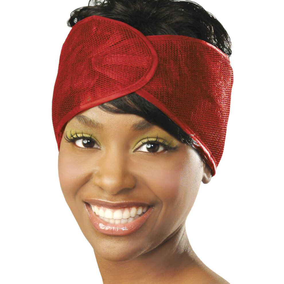 DONNA Extra Large Silk Wrap HEADBAND  Mesh Wrap for Women's Hair  Face Wash  Makeup Accessories  1PC RED COLOR
