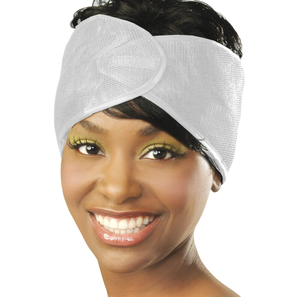 DONNA Extra Large Mesh Headband  Silk Wraps  Mesh Wrap for Women's Hair  Face Wash  Makeup Accessories  1PC WHITE COLOR