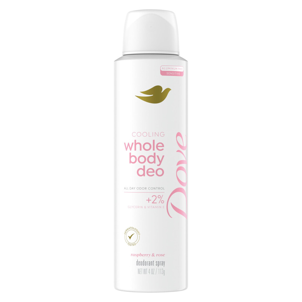 Holubica Dove Whole Body Deodorant Cooling Spray Raspberry & Rose Aluminum Free 4Oz