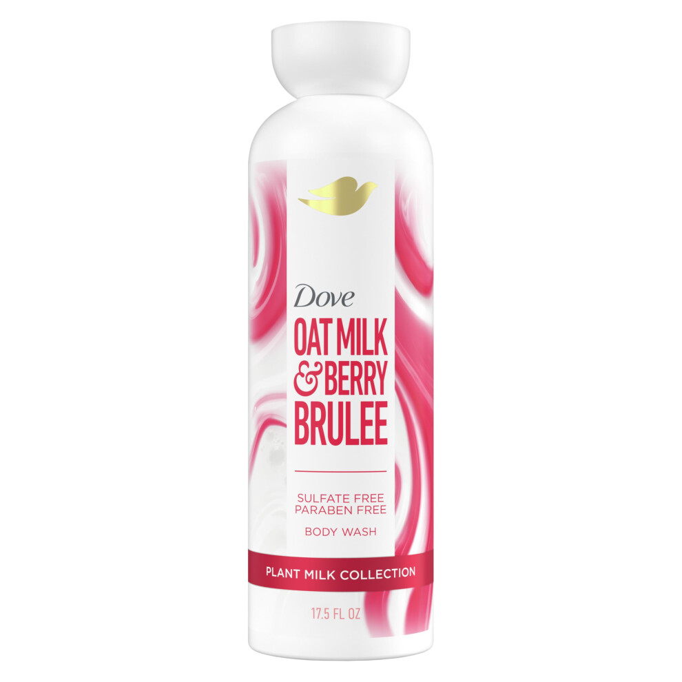 Dove Plant Milk Cleansing Body Wash Oat Milk & Berry Brulee for Moisturized Skin Gentle Cleanser  No Sulfate or Parabens  pH balanced 17.5 fl oz