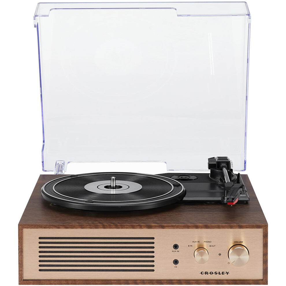 Crosley Cr6045a-Wa Miles 3-Speed Bluetooth In/Out Record Player Turntable With Built-In Speakers Walnut Brown