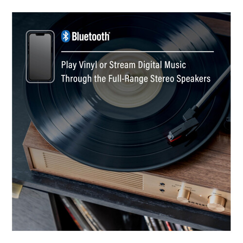 Crosley Crosley CR6045A-WA Miles Πικάπ Bluetooth 3 ταχυτήτων με ενσωματωμένα ηχεία, καρυδιά 2
