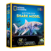 National Geographic Motorisiertes Hai-3D-Puzzle  45-teiliger 3D-Holzmodellbausatz mit beleuchteter motorisierter Display-Basis mit 8 Lichteinstellun