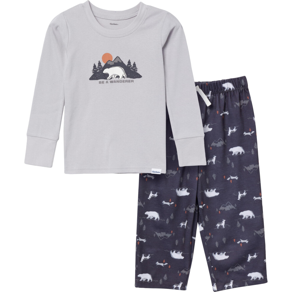 Gerber Baby Boy's 2-Piece Pajama Set (Long-Sleeve Cotton Top & Loose Fitting Flame Reistant Bottom)  Bear