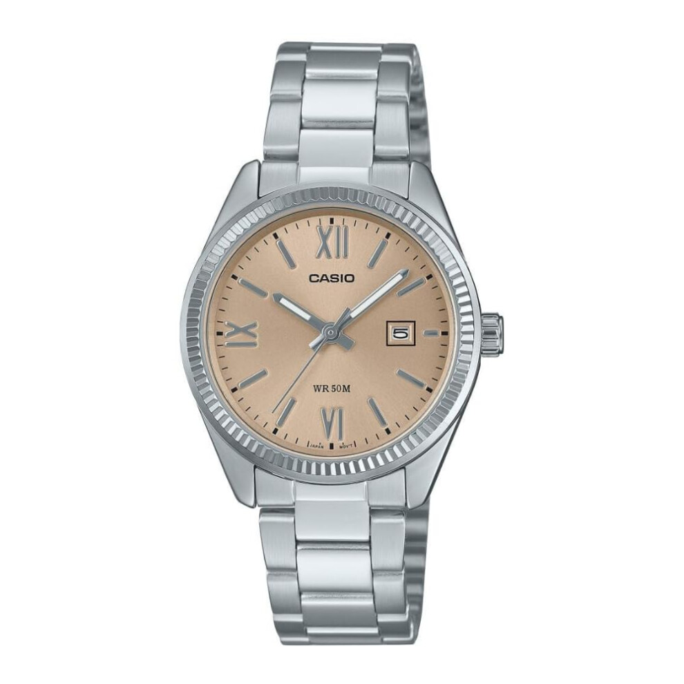 Casio Standard Analog Stainless Steel Peach Dial Quartz LTP-1302DD-4A2V Women's Watch