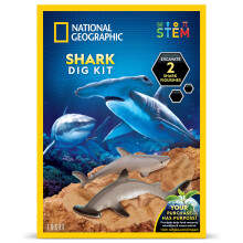 Blue Marble National Geographic Shark Dig Kit - Excavation Science Kit with 2 Shark Figurines for Kids Includes Dig Tool Science Kits for Kids Age