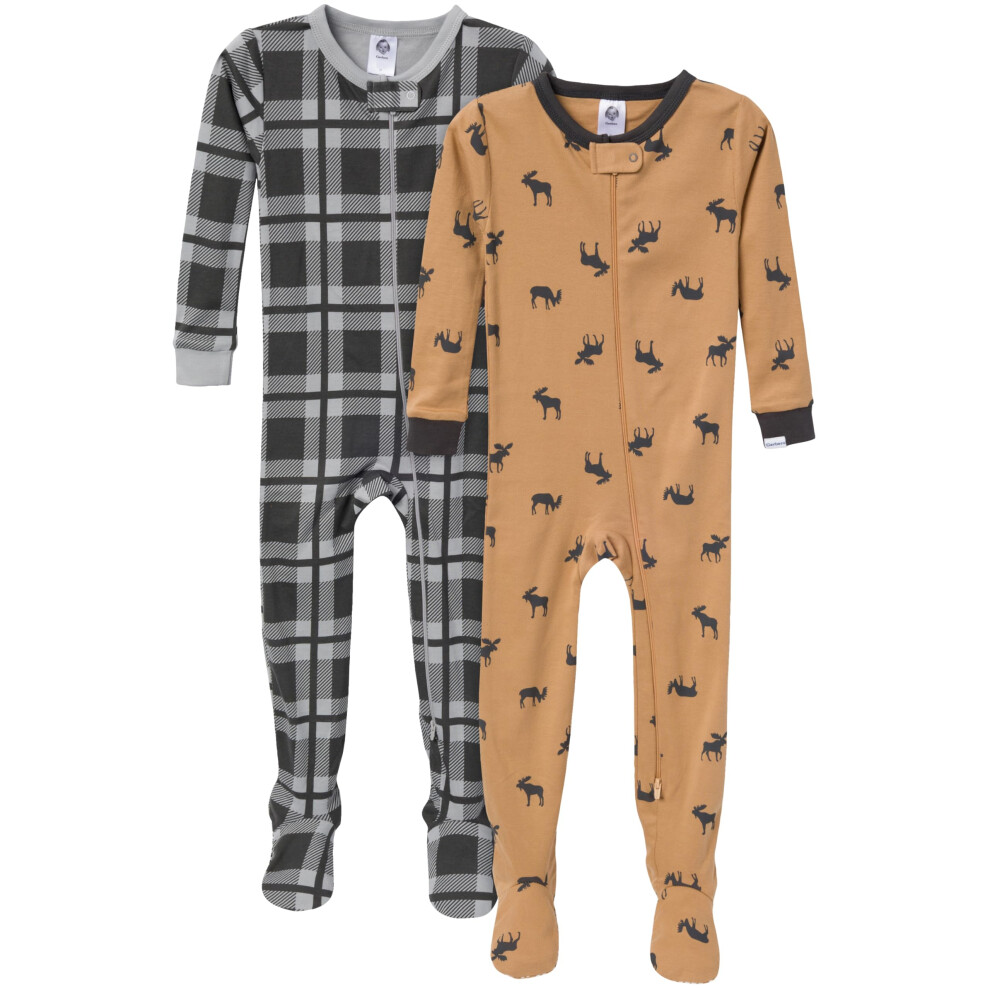 Gerber Toddler Baby-Boys 2-Pack Footed Pajamas  Moose