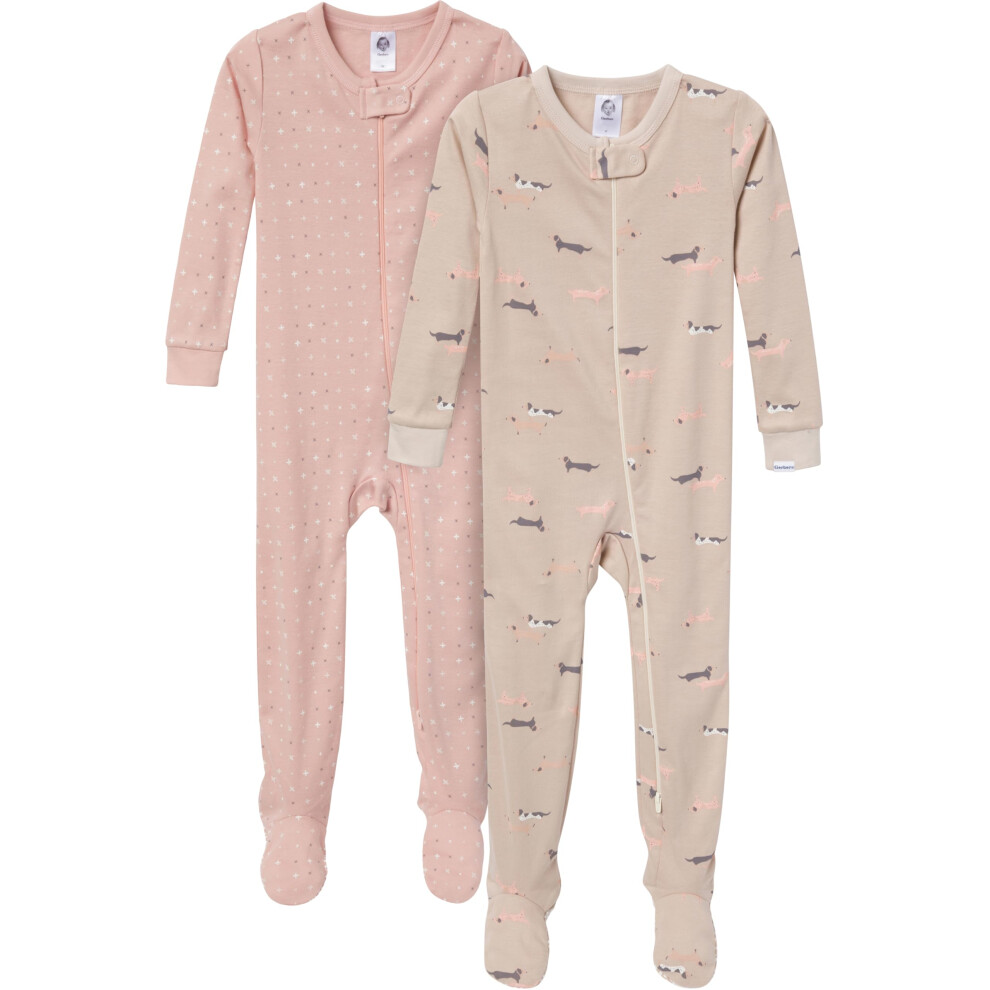 Gerber Unisex-Baby 2-Pack Footed Pajamas  Dog  0-3 Months