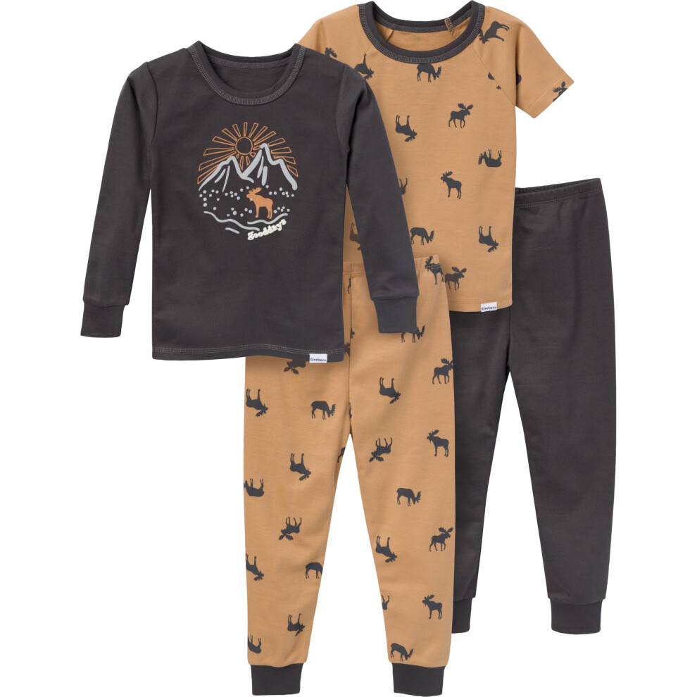 Gerber Baby Boys' Toddler Snug Fit 4-Piece Pajama Set  Moose