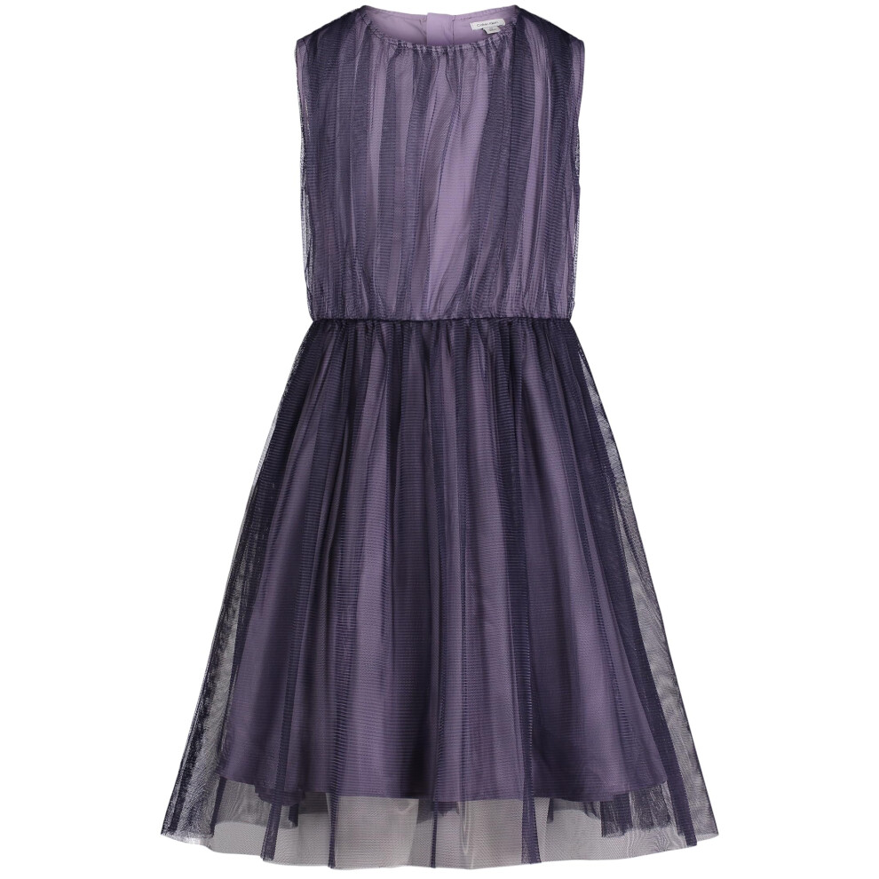 Calvin Klein Jeans Girls' Sleeveless Party Dress  Fit and Flare Silhouette  Round Neckline & Back Zip Closure  Dusk Tutu  14