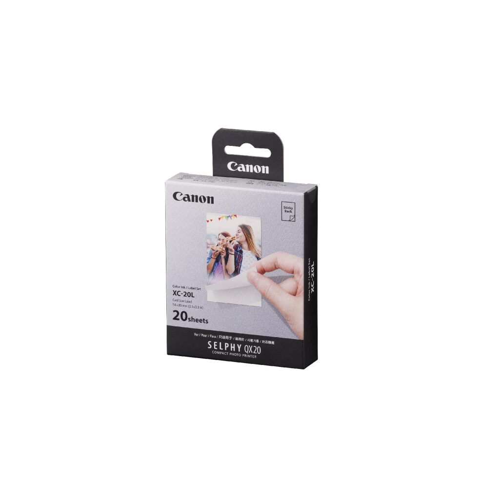 Ensemble d'encre / papier de couleur Canon XC-20L pour Selphy QX20 Photo Imprimante 20 feuilles
