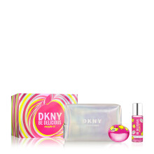 DKNY Be Delicious Orchard St. Eau de Parfum 3 Piece Gift Set For Women - Perfume Spray 3.4 Fl. Oz. Fragrance Mist 4.2 Fl. Oz. & Pouch