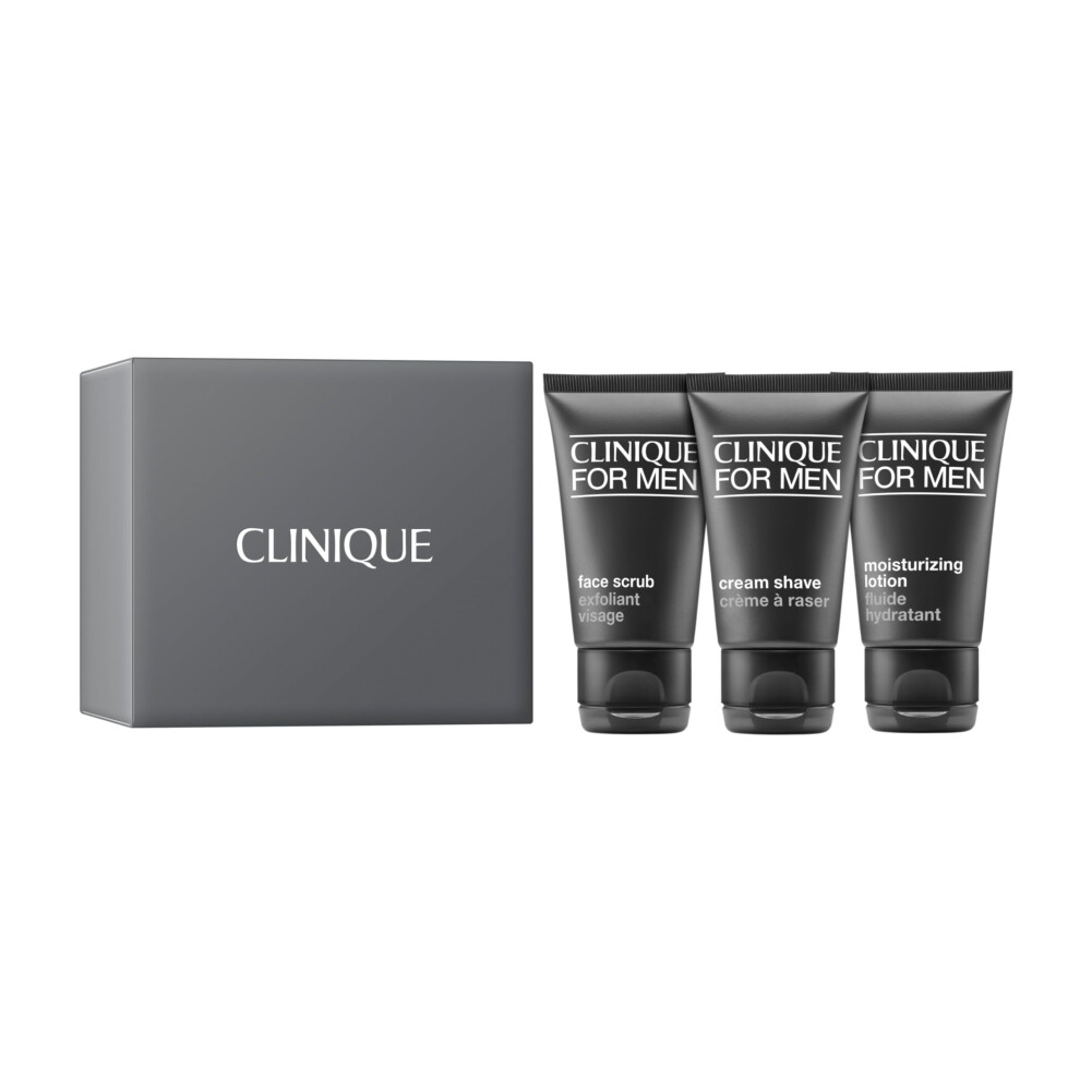 Clinique For Men Shave Set | Clinique For Men Face Scrub  Cream Shave + Moisturizing Lotion | Exfoliating + Moisturizing