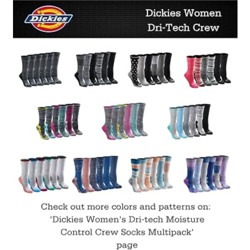Dickies Dickies Dame Dri-Tech Essential Moisture Control Crew Sokker f?s i S-XL (6 12 Comfort Top Light Assorted (6 par) Medium 2