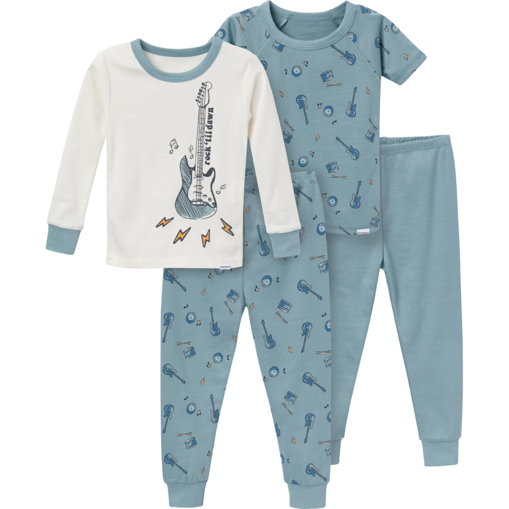 Gerber Baby Boys' Toddler Snug Fit 4-Piece Pajama Set  Guitars