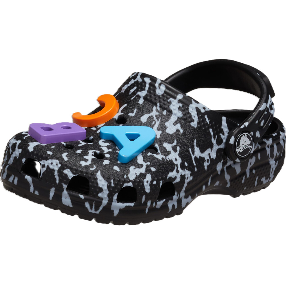 Crocs Kids' Classic Graphic Clog  Black/White  9 Toddler