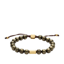 Fossil Galaxy Beads-armband voor heren in grijze pyrietkralen