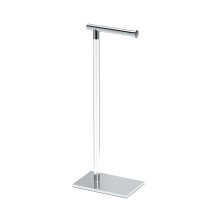 Gatco 1331C Modern Rectangle Base Freestanding Toilet Paper Holder 22.25"""" Chrome/Acrylic with Weighted Base