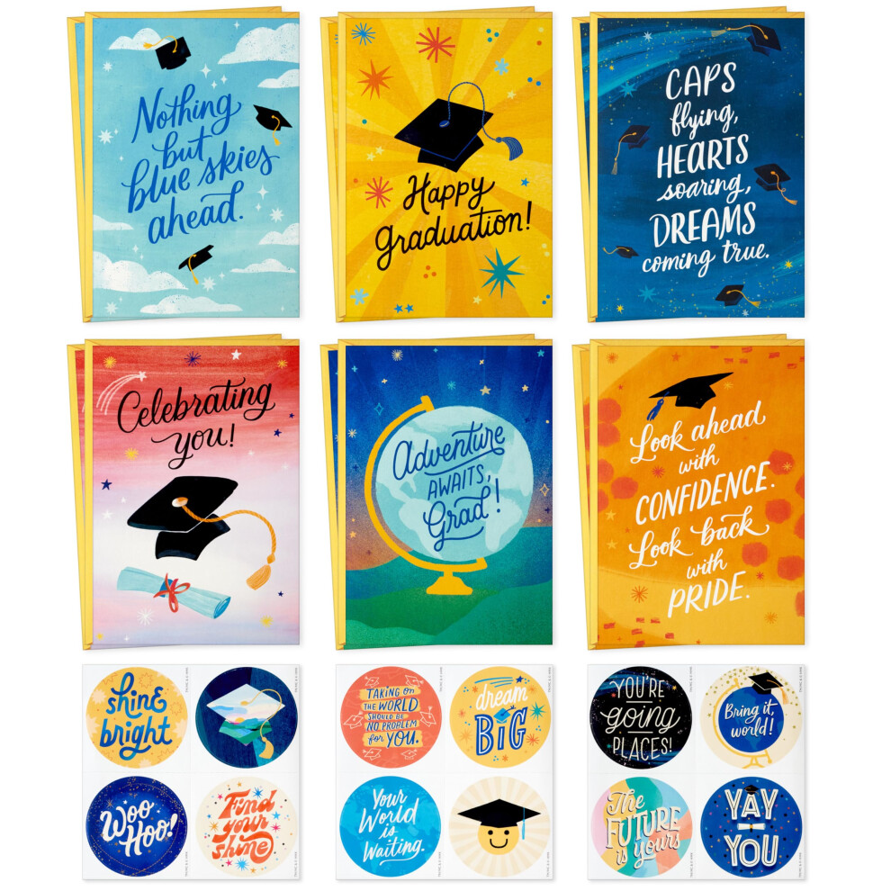 Hallmark Inspirierendes Abschlusskarten-Sortiment (12 Karten Mit Umschl Gen Und Aufklebern)-image