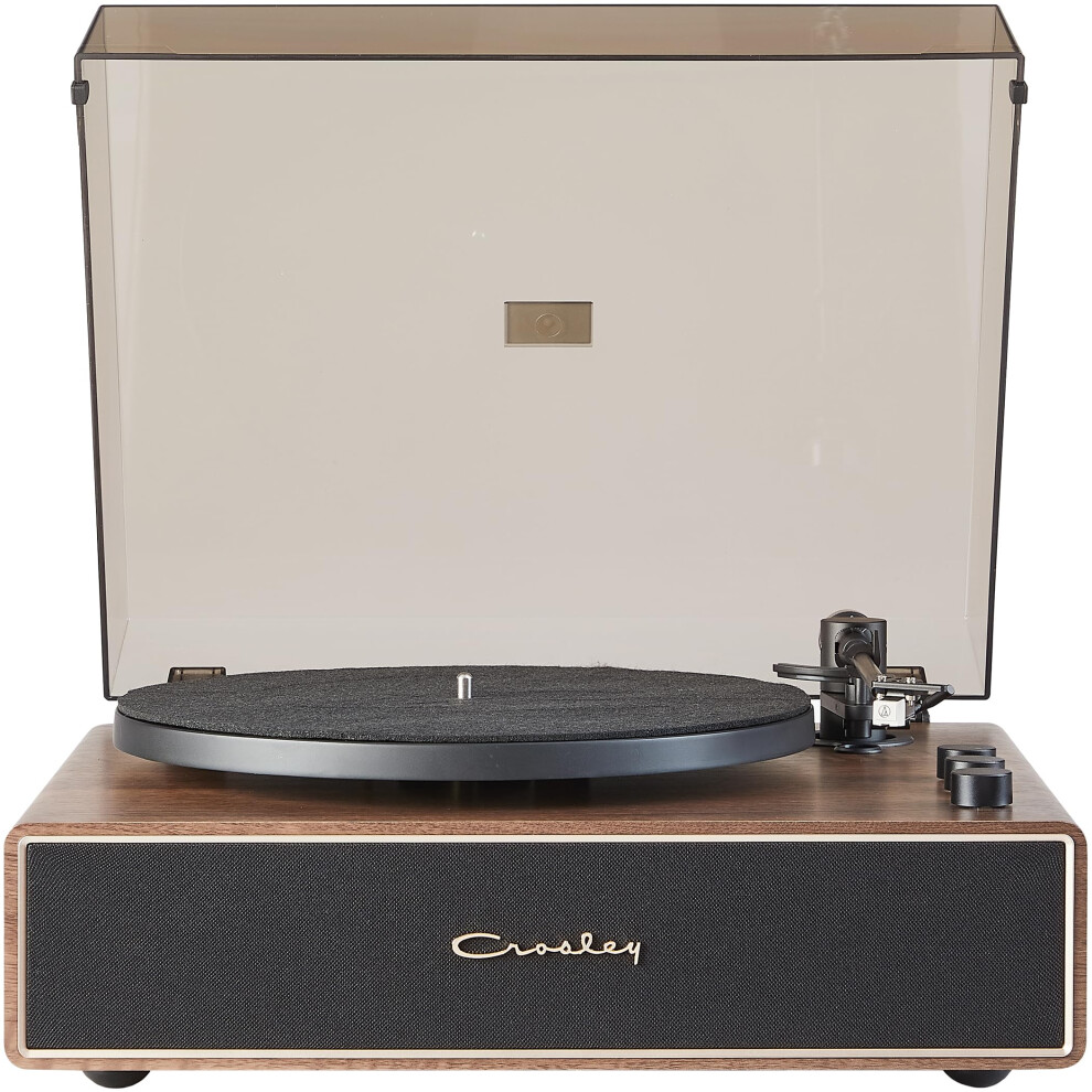 Crosley CR6046A-WAGL Stave 2-Speed Bluetooth Record Player Turntable with Built-in Speakers  Walnut