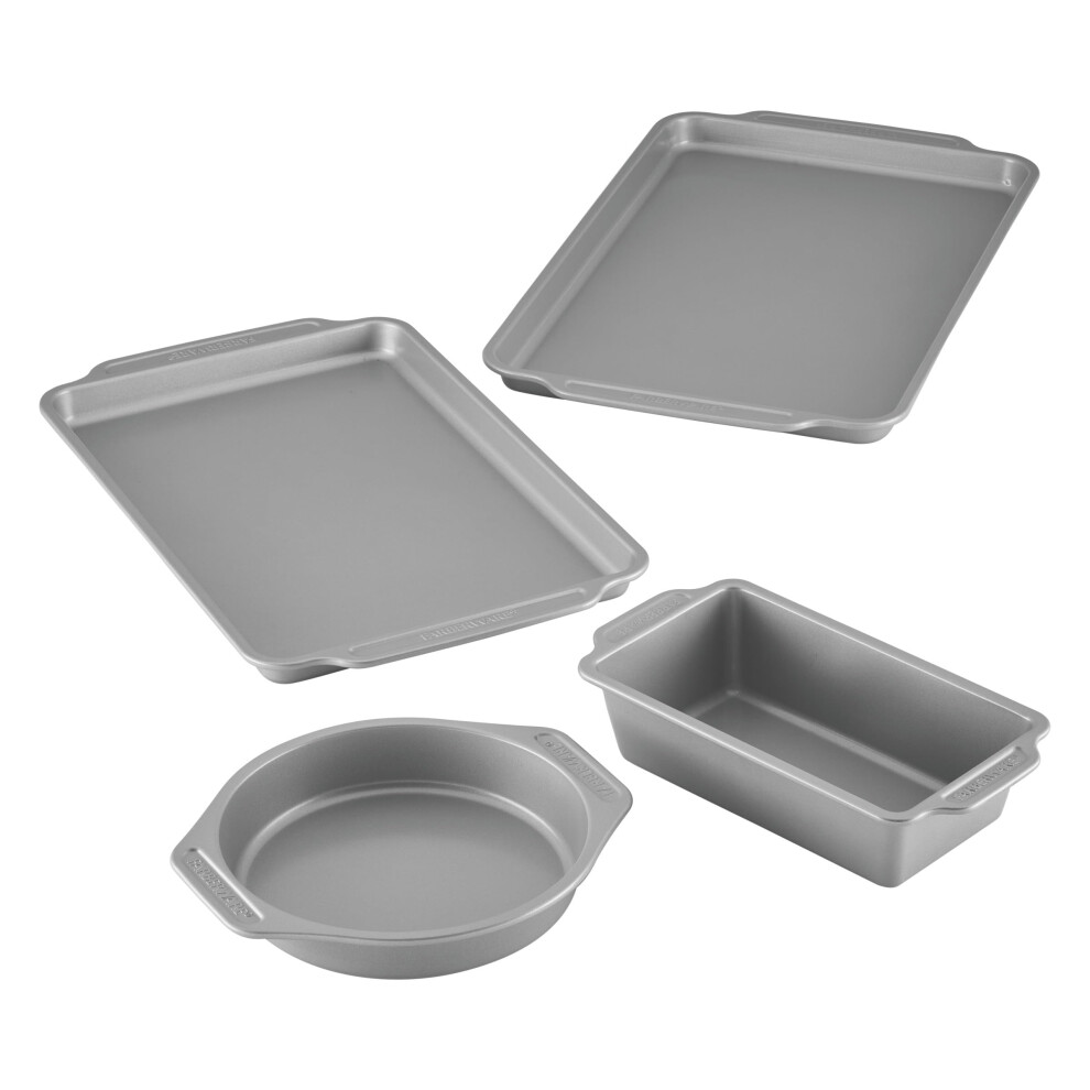 Farberware Gray Steel Nonstick Baking Includes Cookie Loaf/Meatloaf Cake Pan 4 Piece Non Stick Bakeware Set