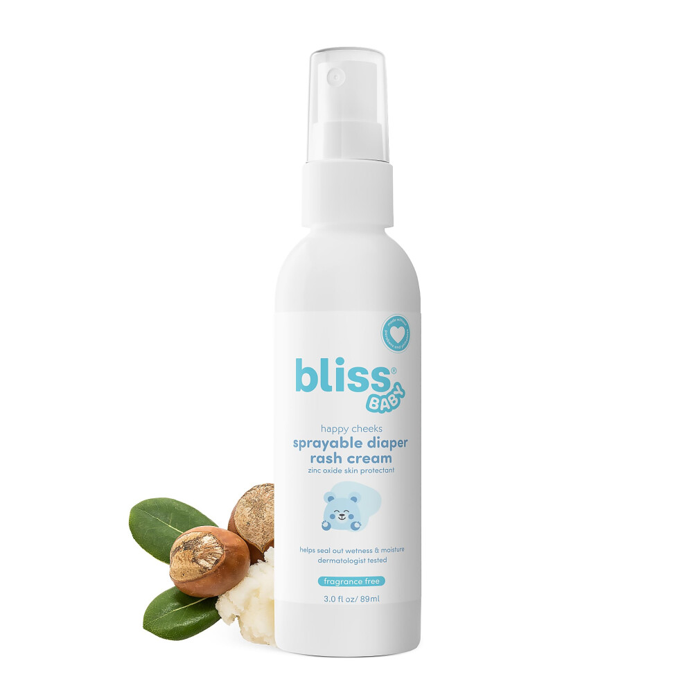 Bliss Baby Diaper Rash Cream Spray - Fragrance-Free  No Touch & Mess-Free  Treats  Soothes & Prevents Diaper Rash  Zinc Oxide  Dermatologist Tested  V