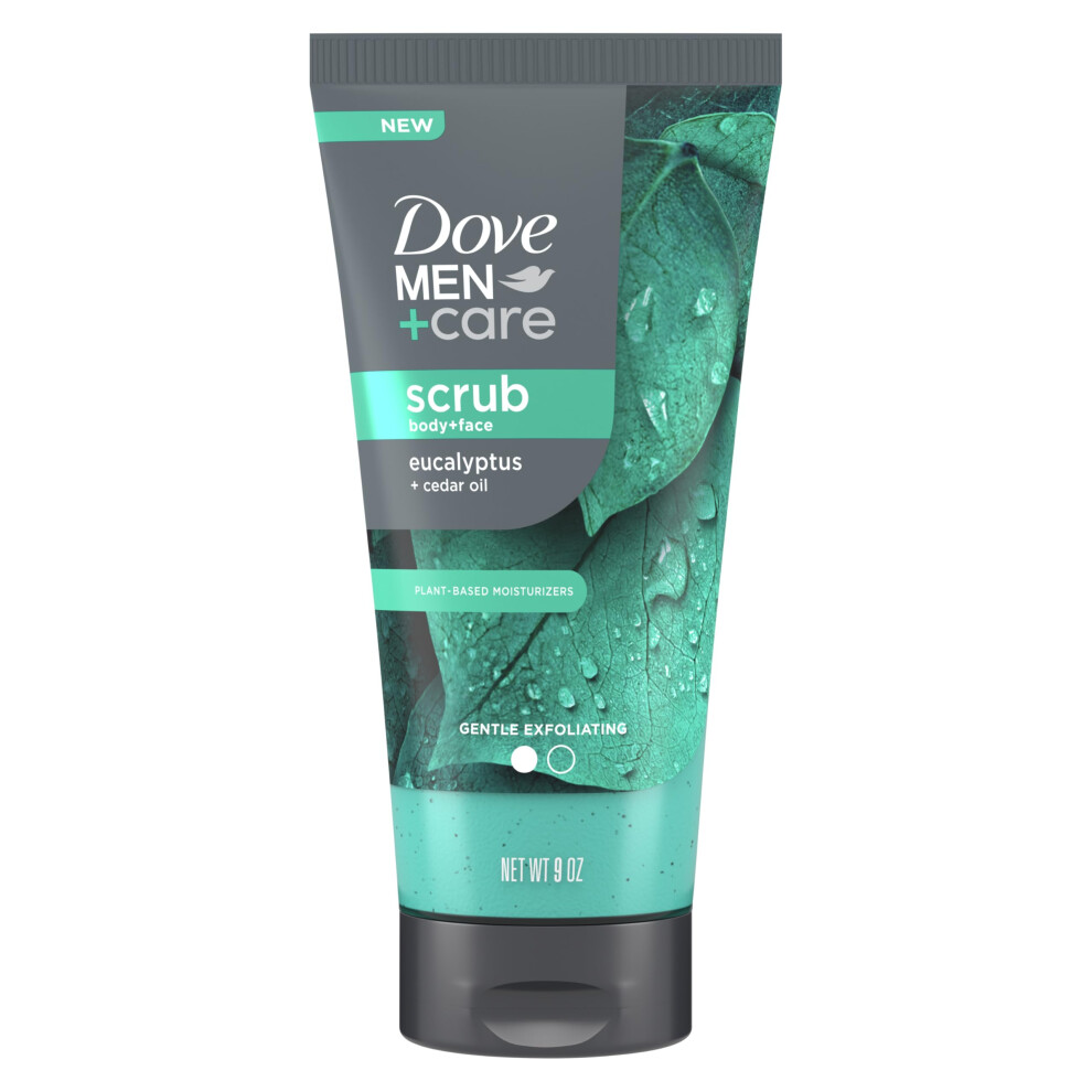Dove Men+Care Eucalyptus Body and Face Scrub Deeply Exfoliates for Hydrated & Nourished Skin 100% Gentle Cleanser  No Sulfate Cleansers or Parabens