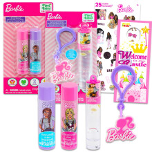 Barbie Lip Balm Set for Girls - Bundle with Barbie Lip Balm, Barbie Lip Gloss, Keychain, Stickers and More | Barbie Lip Balm Kit for Kids, Toddlers