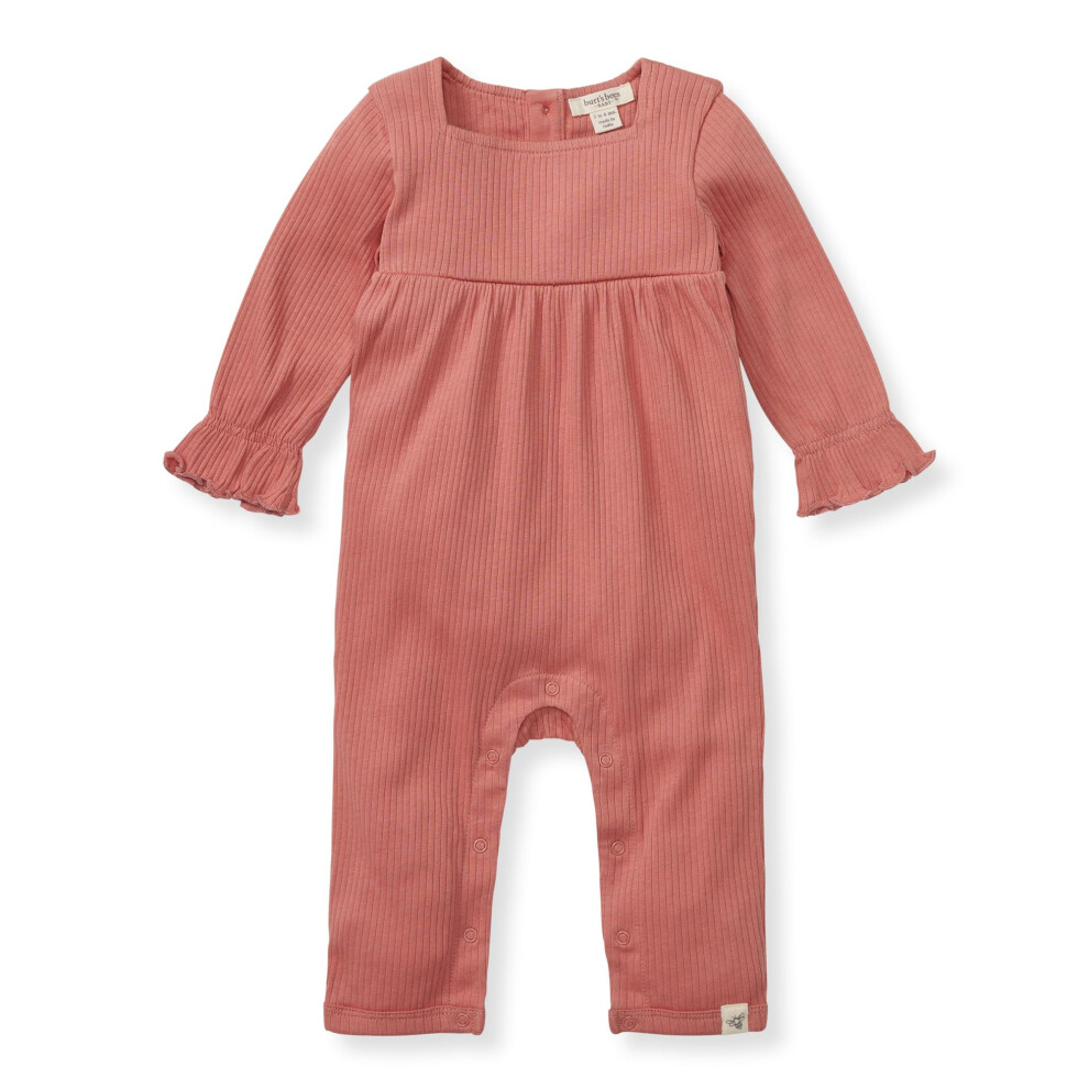 Burt's Bees Baby Baby Girls Romper - 100% Organic Cotton  One-Piece Shortall Girl Outfit for Sizes Newborn to 24 Months