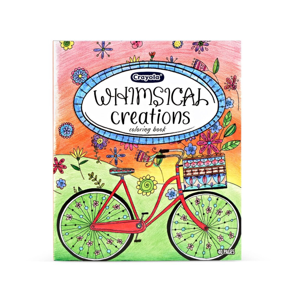 Crayola Whimsical Creations Coloring Book for Adults (40pgs)  Adult Coloring Pages  8x10  Perforated  Gift for Teens & Adults