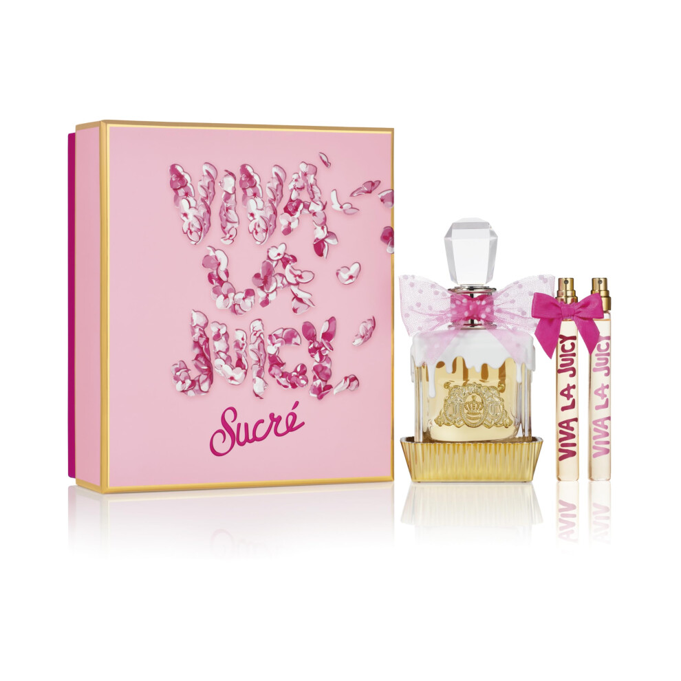3 Piece Fragrance Set Viva La Juicy Sucr? Eau de Parfum  Women's Perfume Set Includes EDP Spray Perfume & Two Mini Perfumes - Fruity & Sweet Travel Pe