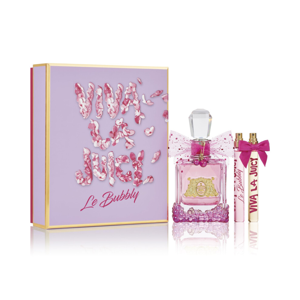 Viva La Juicy Le Bubbly Eau de Parfum 3 Piece Fragrance Gift Set  Amber Fruity Perfume for Women with Notes of Pink Berries  Gardenia & Golden Amber