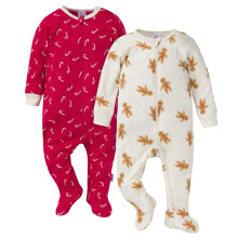 Gerber Baby Unisex 2-Pack 2-vejs lynl?s tekstureret Sleep 'N Play Gingerbread Man 0-3 m?neder