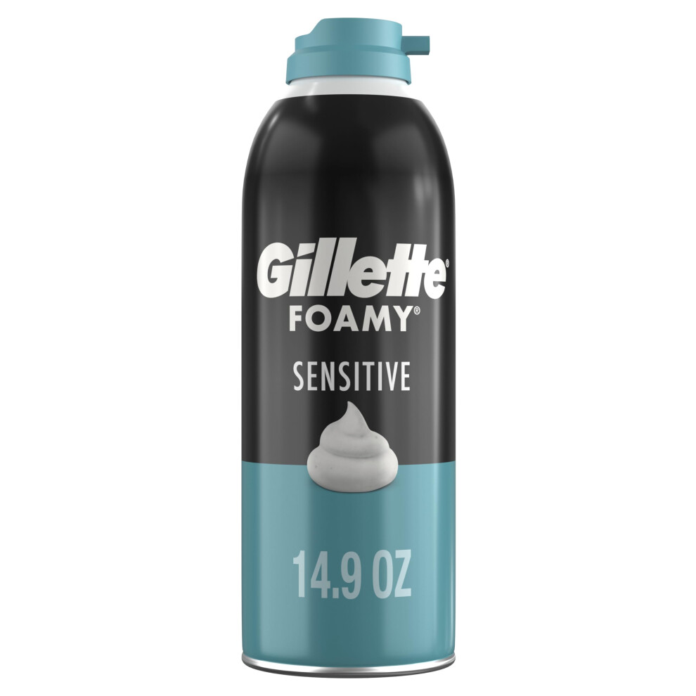 Gillette Foamy Sensitive Shave Foam for Men  Protection Against Shaving Irritation  Quick and Smooth Shave  sensitive skin  shaving cream  14.9oz
