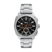 Montre Fossil pour homme avec chronographe en acier inoxydable, argent/noir