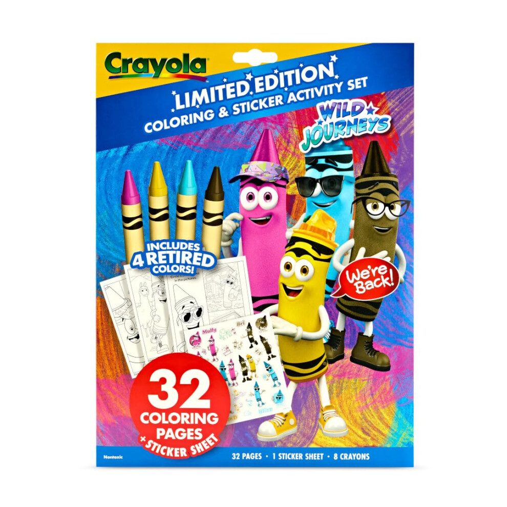 Crayola Retired Colors Coloring & Activity Set  Retired Crayons & Stickers  32 Pgs  Gift for Kids Ages 3+