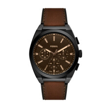 Regarder en cuir marron Everett Chronograph de Fossile Men's Men