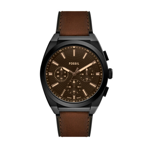 Regarder en cuir marron Everett Chronograph de Fossile Men's Men