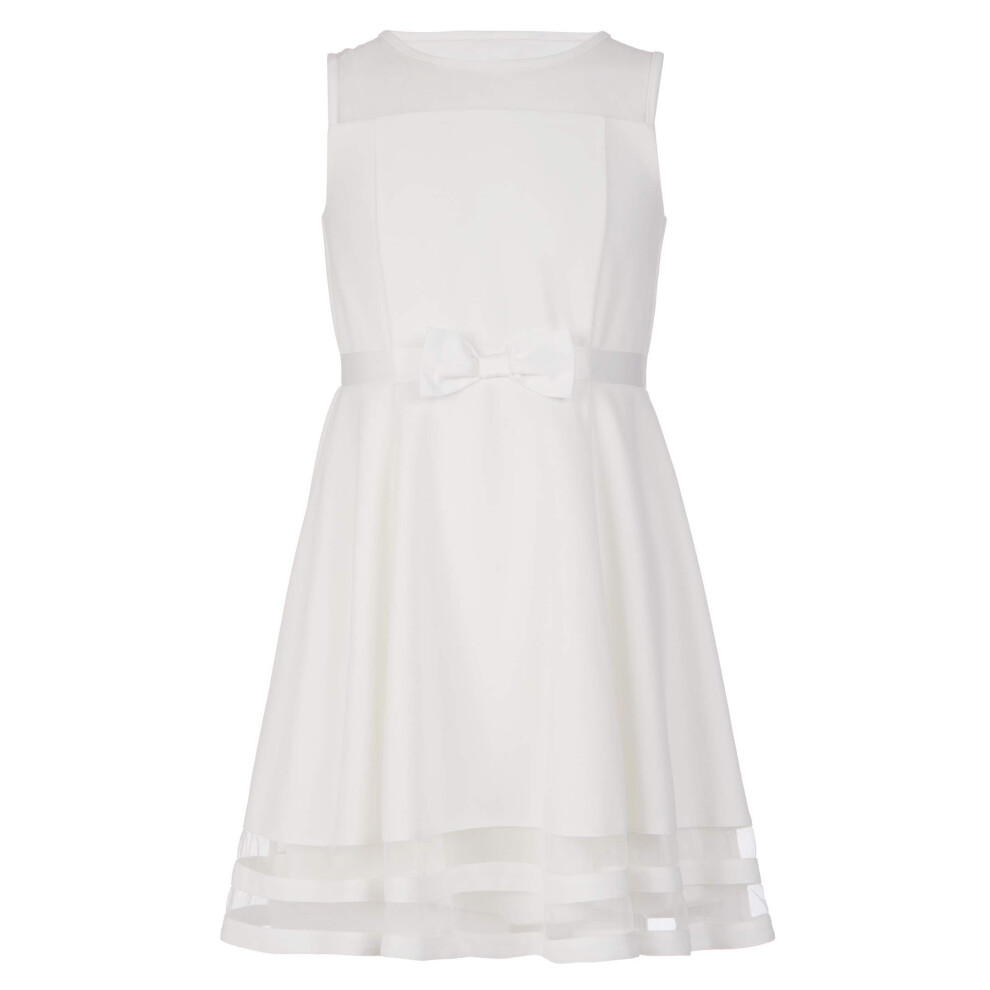 Calvin Klein Girls Sleeveless Party Dress  Fit and Flare Silhouette  Round Neckline & Back Zip Closure  Whipped Cream  14