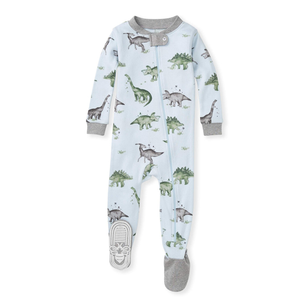 Burt's Bees Baby Baby Boys Pajamas  Zipfront Nonslip Footed Pjs  Organic Cotton Baby and Toddler Sleepers  Happy Herbivores  18 Months US