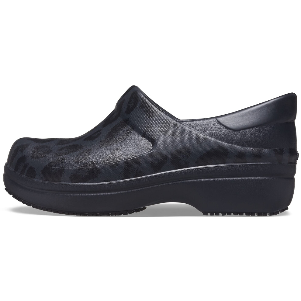 crocs Womens Neria Pro II clog Slip Resistant Work Shoes  BlackLeopard  6