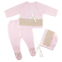 Escalett Layette vastasyntyneen vauvan neulevaatesetti, kotiinpaluuvaate, vauvan neuleasu pojille ja tyt ille (1136 Pink Preemie)